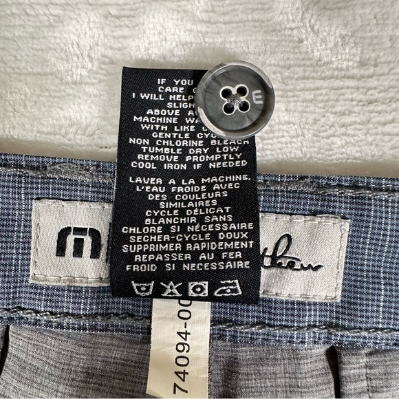 Travis Mathew Mens Chino Shorts Flat Front Casual Golf Striped Gray Size 34 - Picture 7 of 12